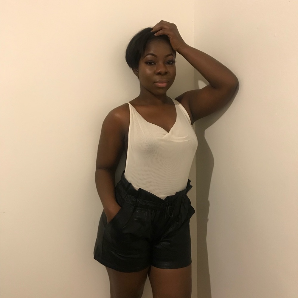 Faux leather black shorts